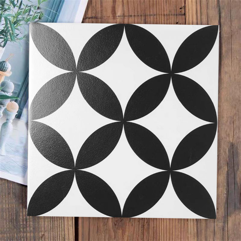 black colour flower tile
